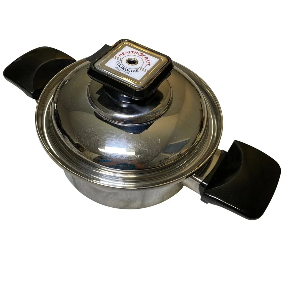 Health Craft T304 2 Qt Waterless Stainless Steel Sauce Pan Vapo Valve Lid USA